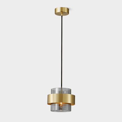 Celariella Pendant Lamp Brass Cylinder Glass Contemporary