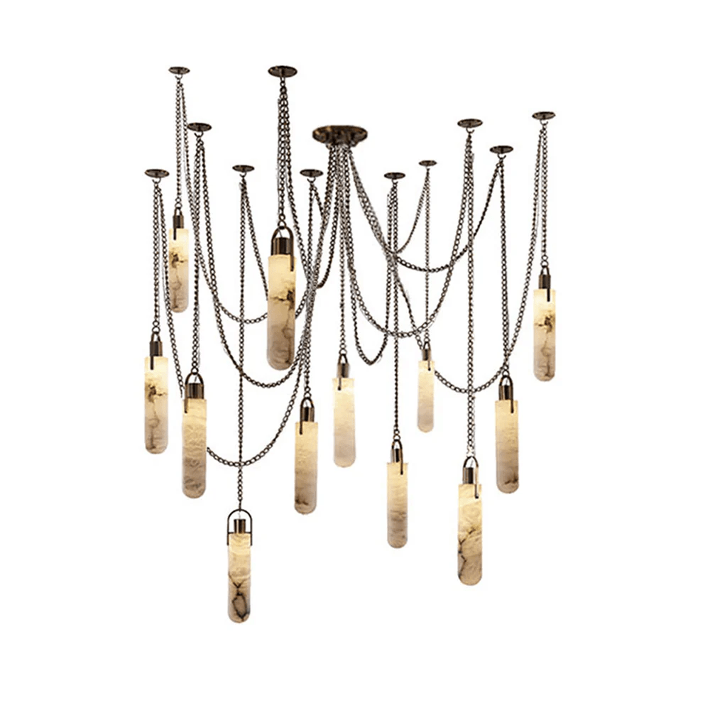Alabaster Cylinder Cluster Chandelier