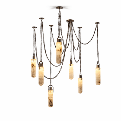 Alabaster Cylinder Cluster Chandelier