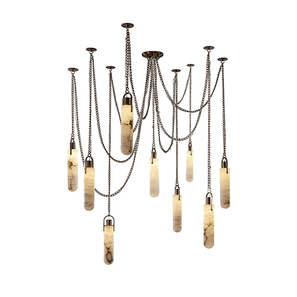 Alabaster Cylinder Cluster Chandelier