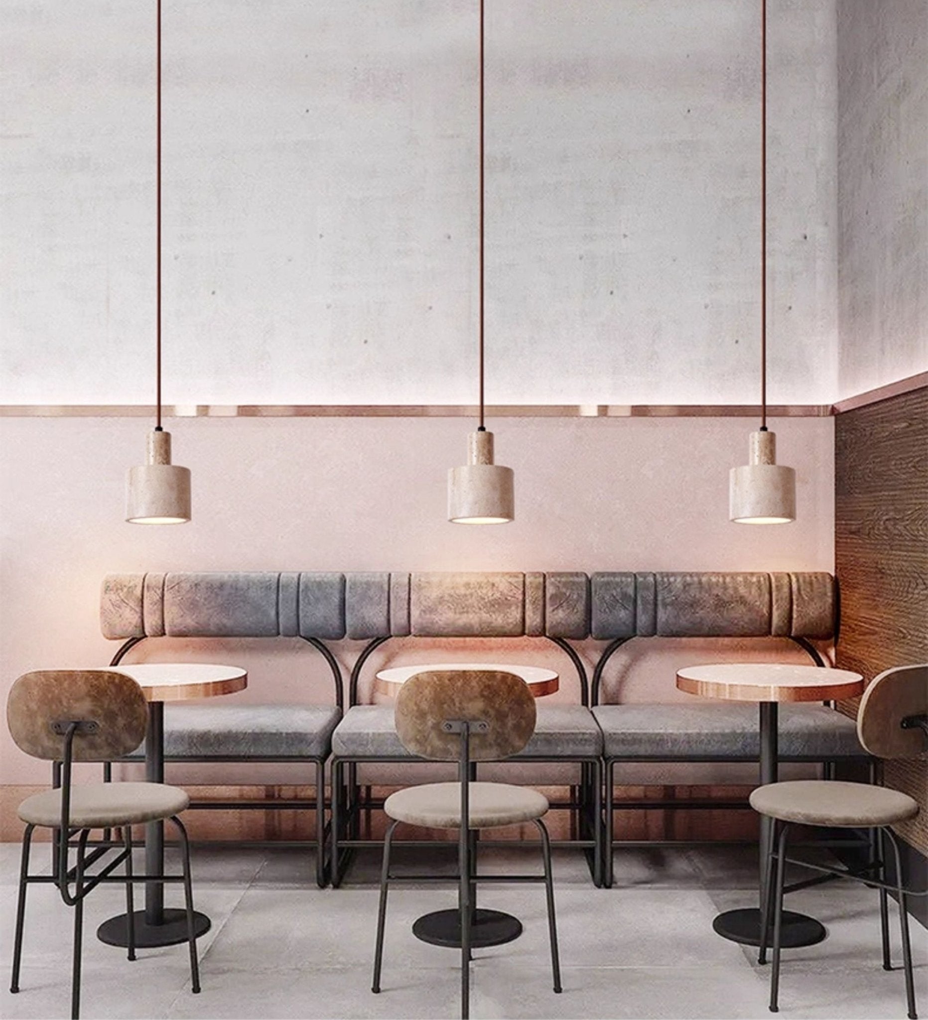Cairn Cylindrical Travertine Pendant Lamp