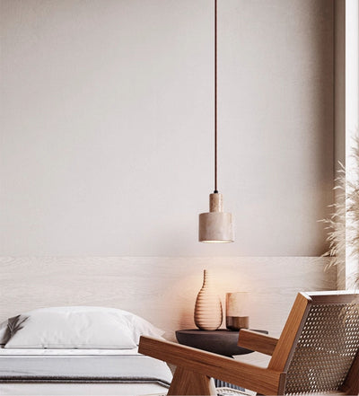 Cairn Cylindrical Travertine Pendant Lamp