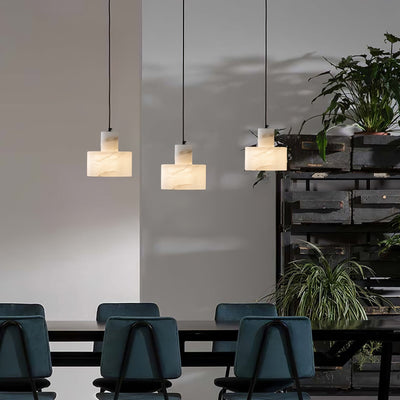Alabaster  Pendant Lgiht Dual Cylindrical