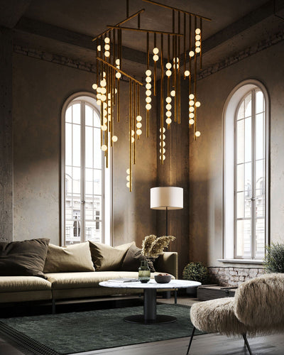 Miraview Brass Glass Drop Chandelier