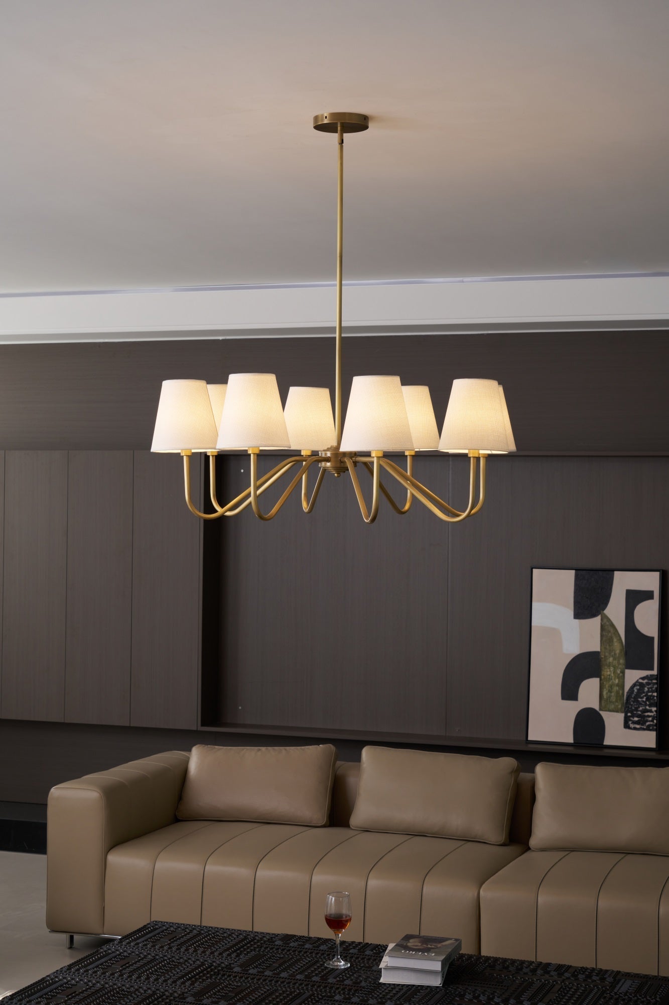 Viraean Vintage Industrial Brass Fabric Chandelier
