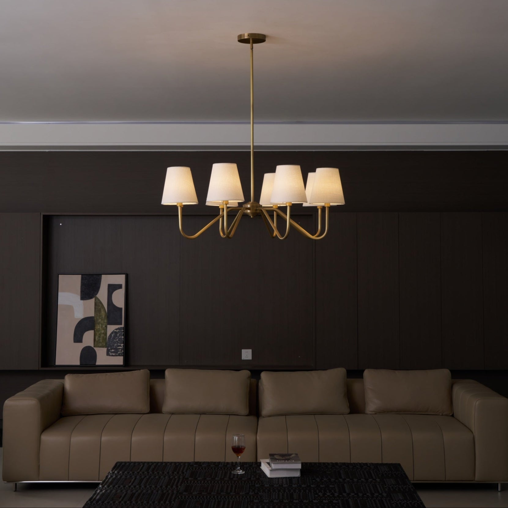 Viraean Vintage Industrial Brass Fabric Chandelier
