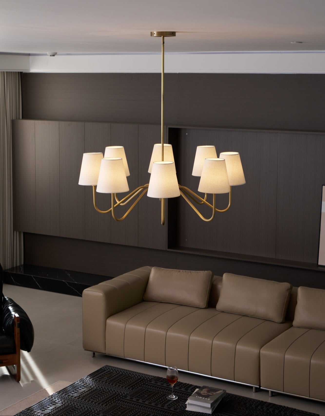 Viraean Vintage Industrial Brass Fabric Chandelier