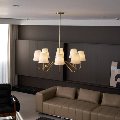 Viraean Vintage Industrial Brass Fabric Chandelier