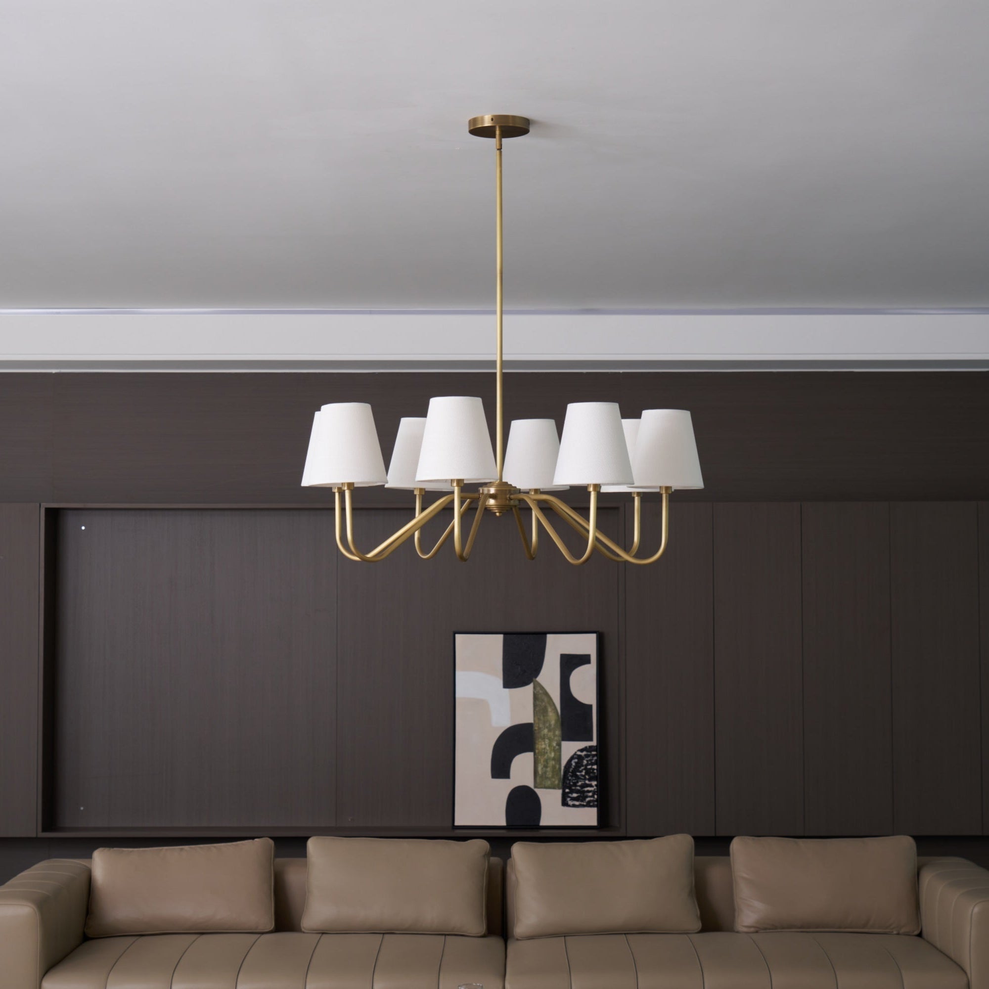 Viraean Vintage Industrial Brass Fabric Chandelier