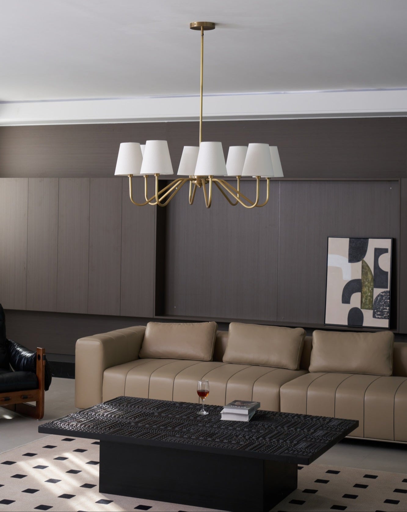 Viraean Vintage Industrial Brass Fabric Chandelier