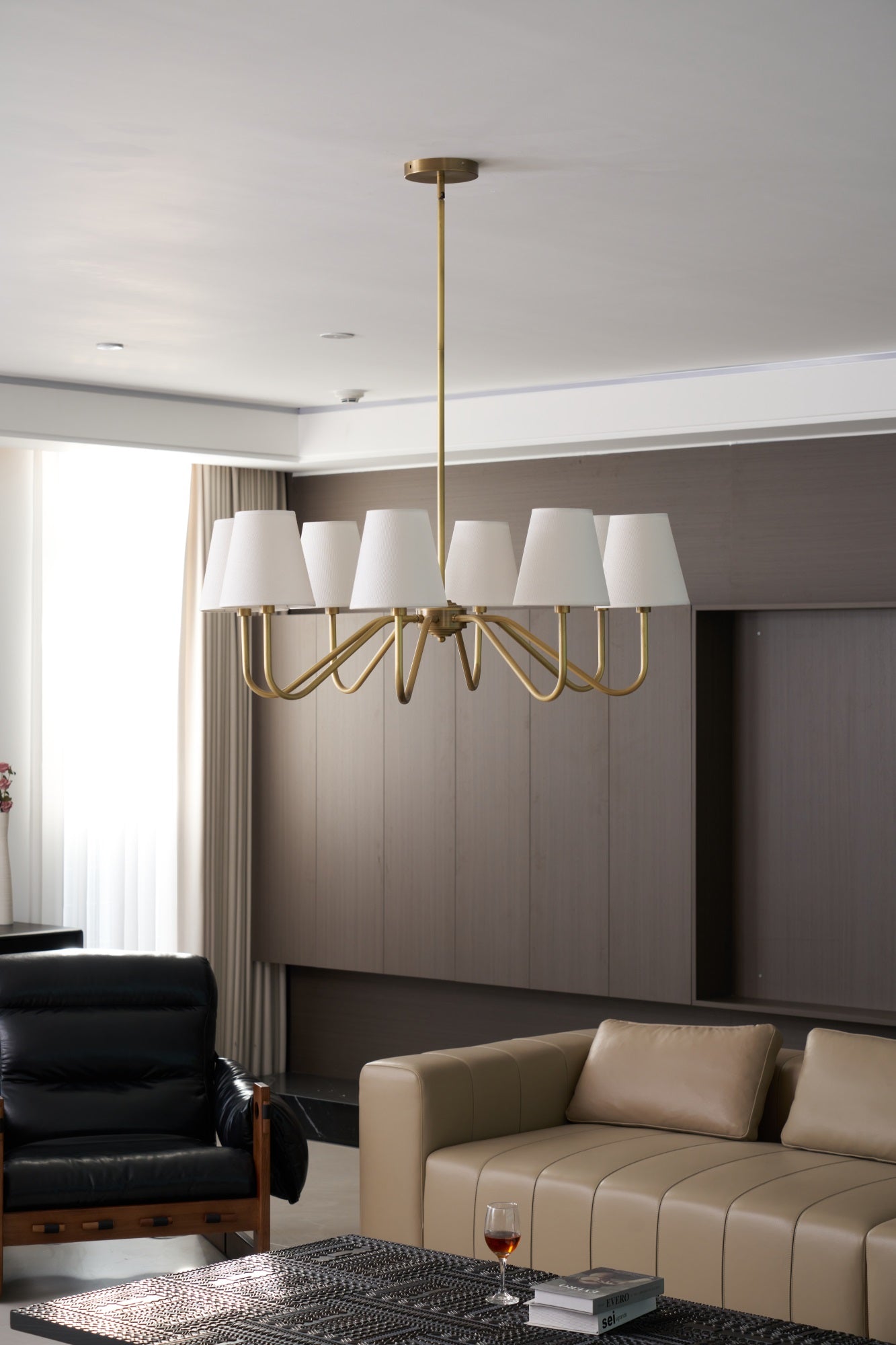 Viraean Vintage Industrial Brass Fabric Chandelier