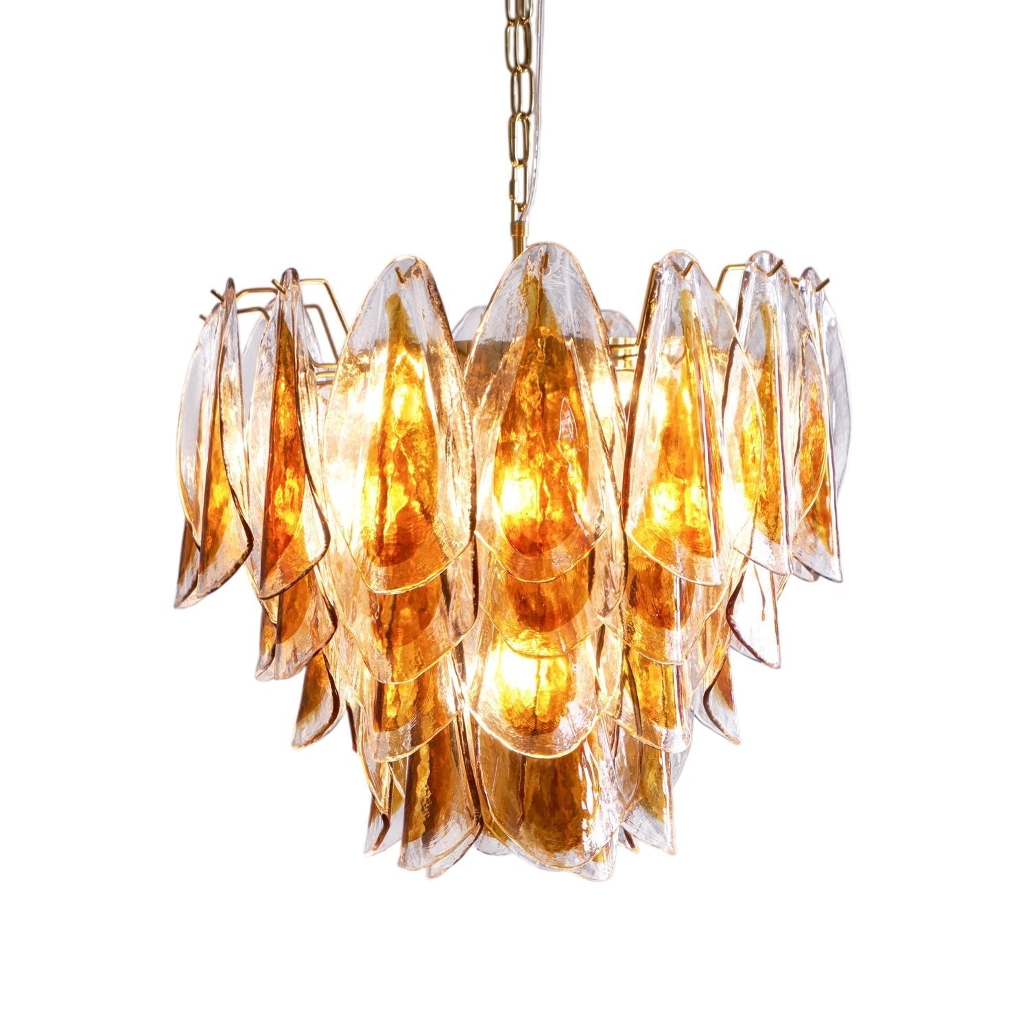 Lioraora Chandelier Amber Leaf Glass Layered Organic Warmth