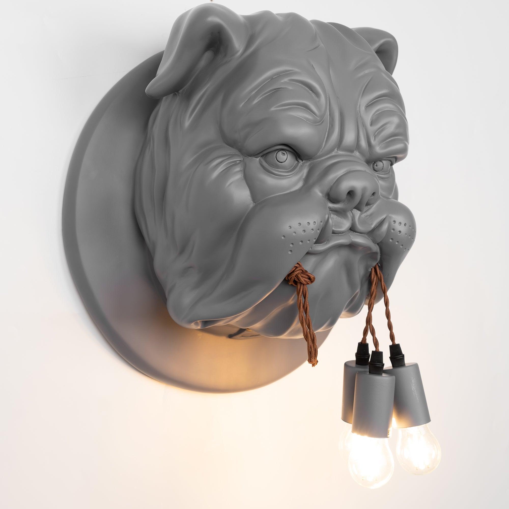 Umeri Wall Lamp Bulldog Sculpture Whimsical