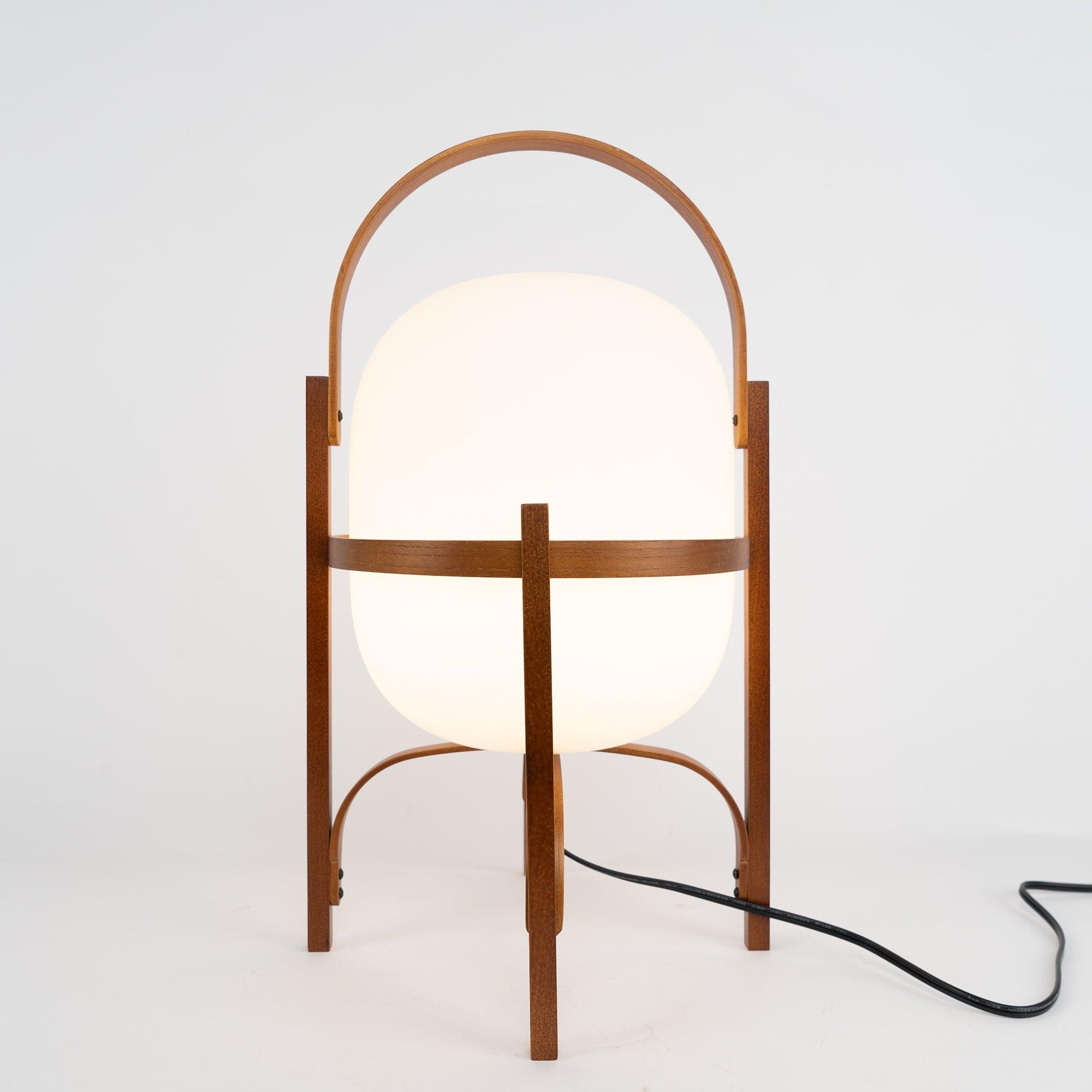 Lethra Wood Glass Table Lamp