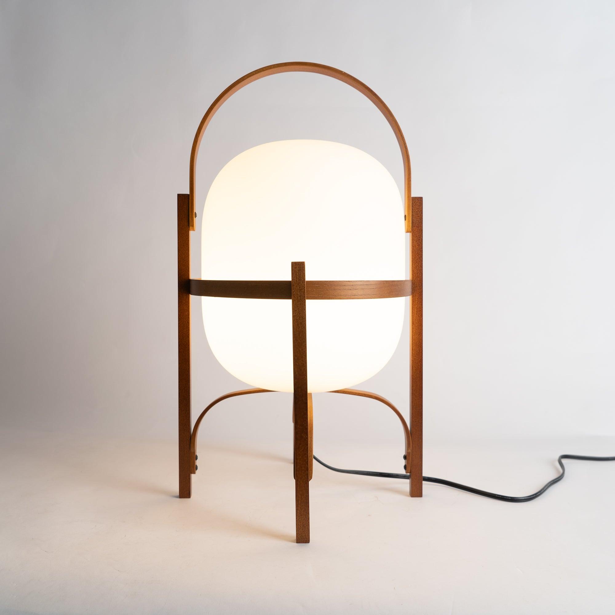 Lethra Wood Glass Table Lamp