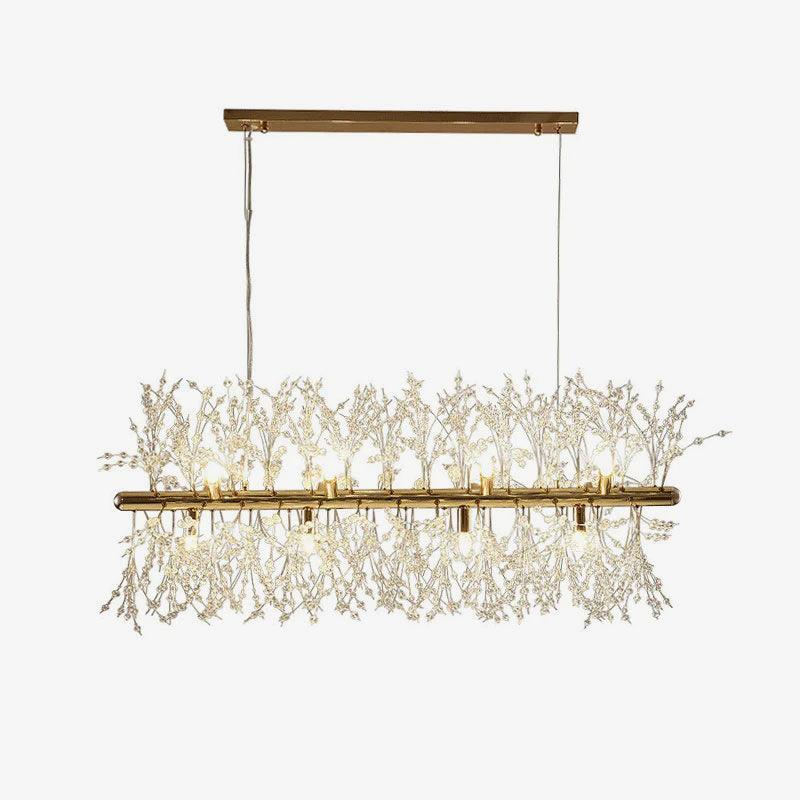 Cir Chandelier Brass Linear Crystal Branch