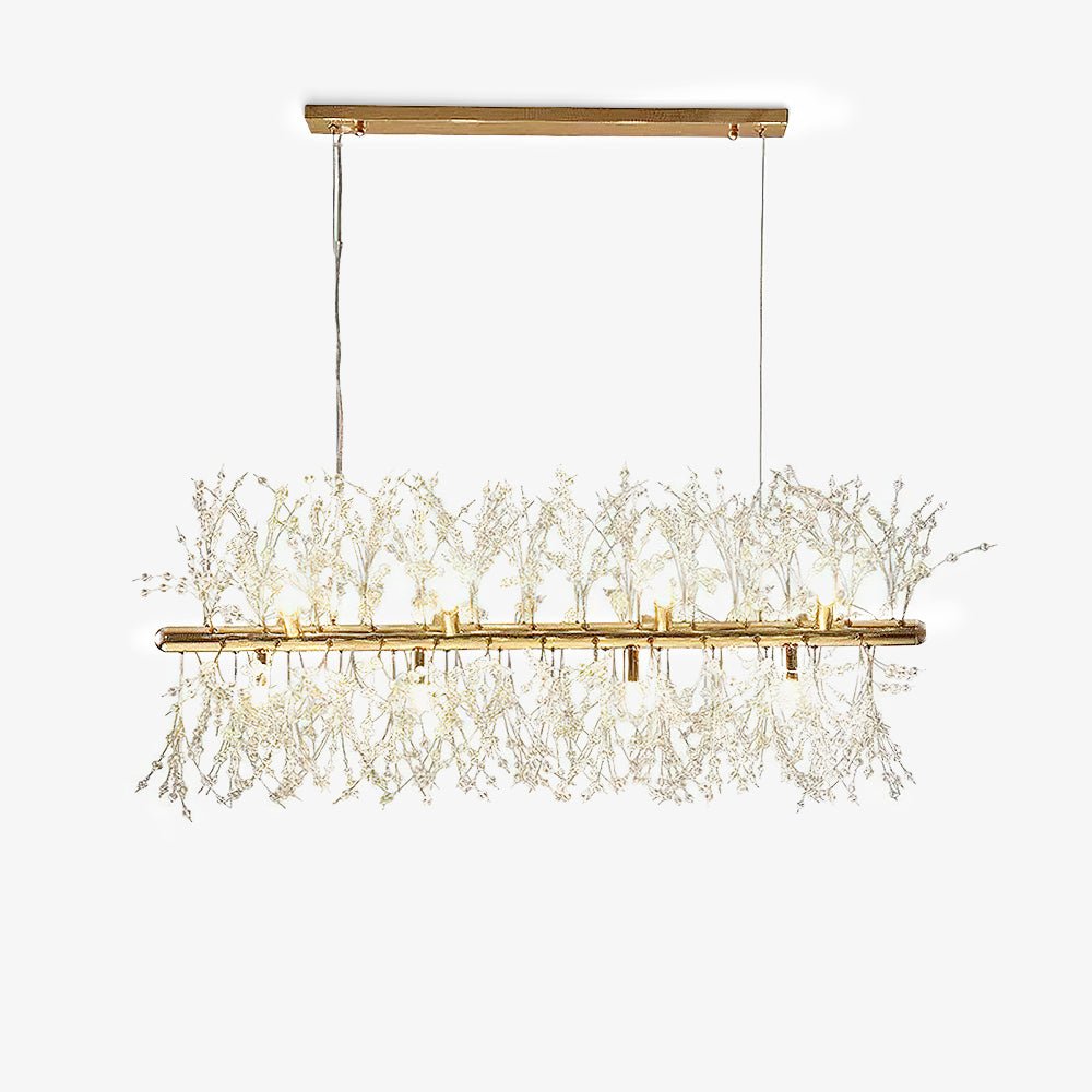 Cir Chandelier Brass Linear Crystal Branch