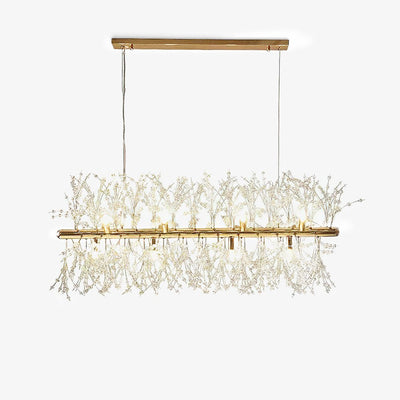 Cir Chandelier Brass Linear Crystal Branch