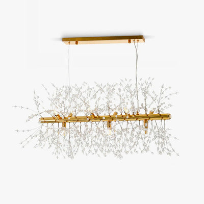 Cir Chandelier Brass Linear Crystal Branch