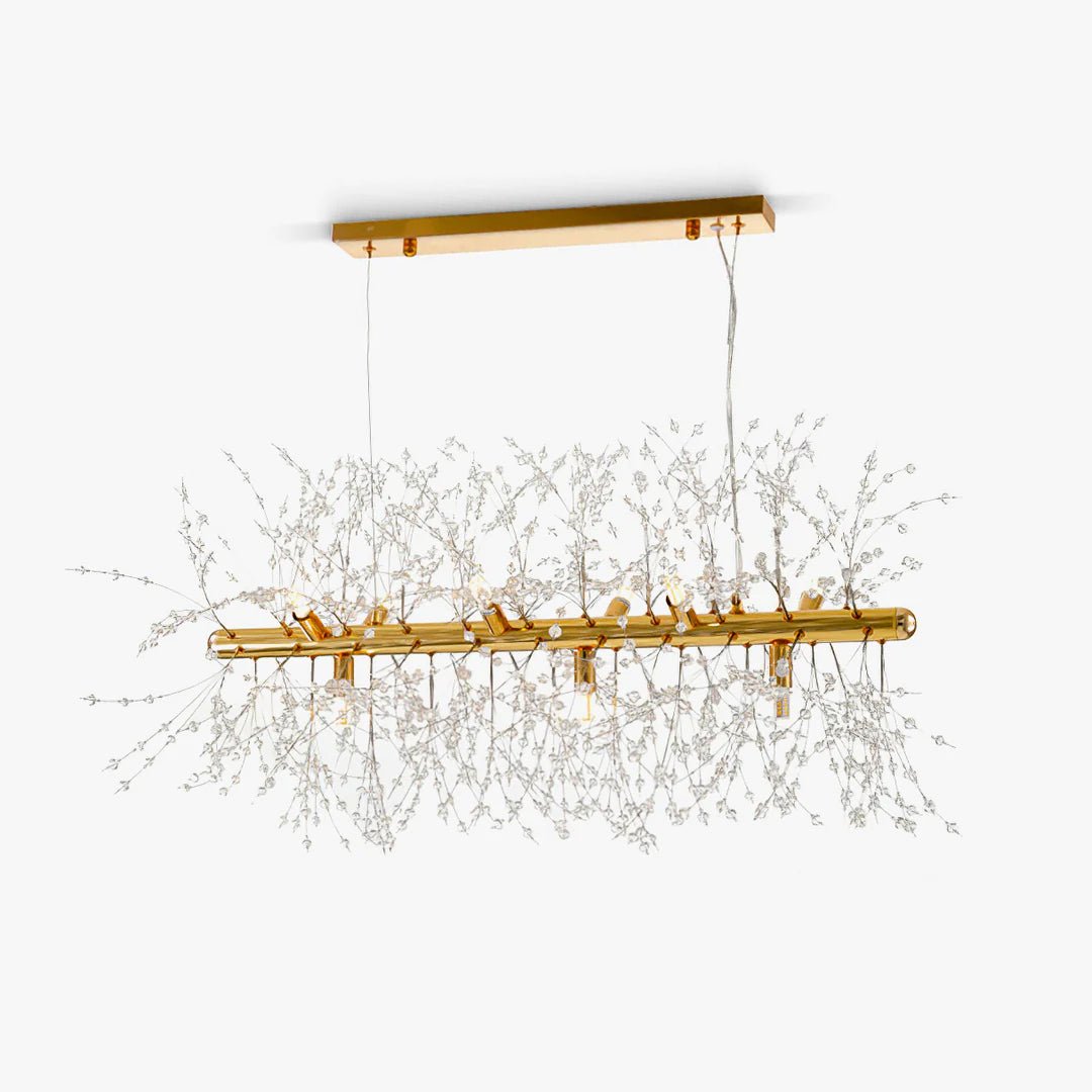 Cir Chandelier Brass Linear Crystal Branch