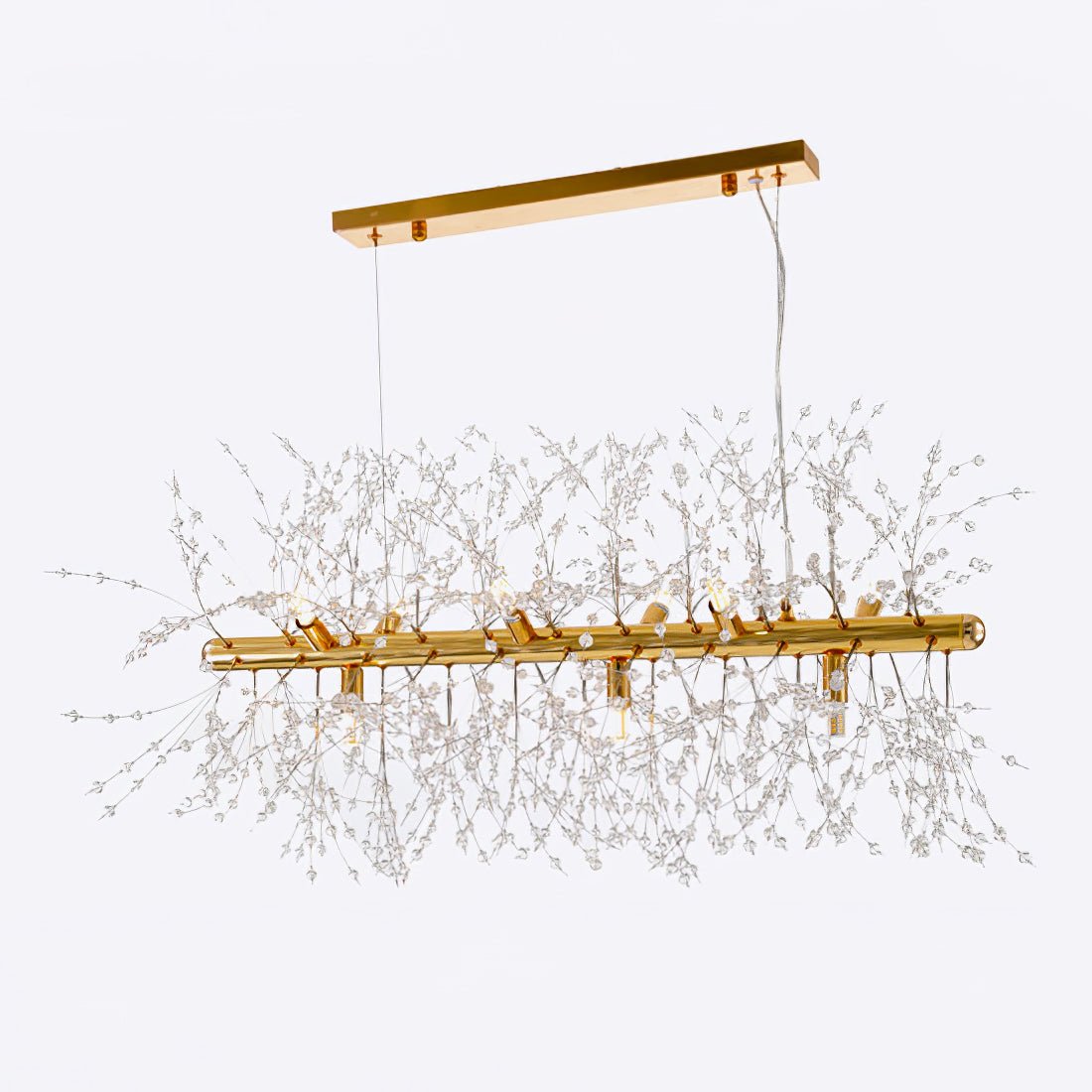 Cir Chandelier Brass Linear Crystal Branch