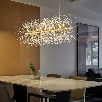 Cir Chandelier Brass Linear Crystal Branch