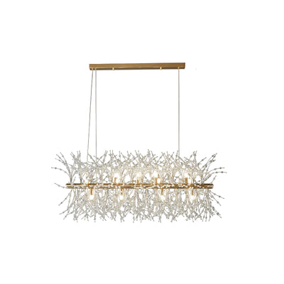 Cir Chandelier Brass Linear Crystal Branch