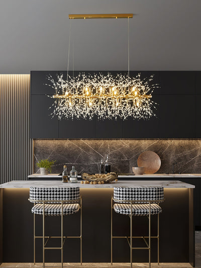 Cir Chandelier Brass Linear Crystal Branch