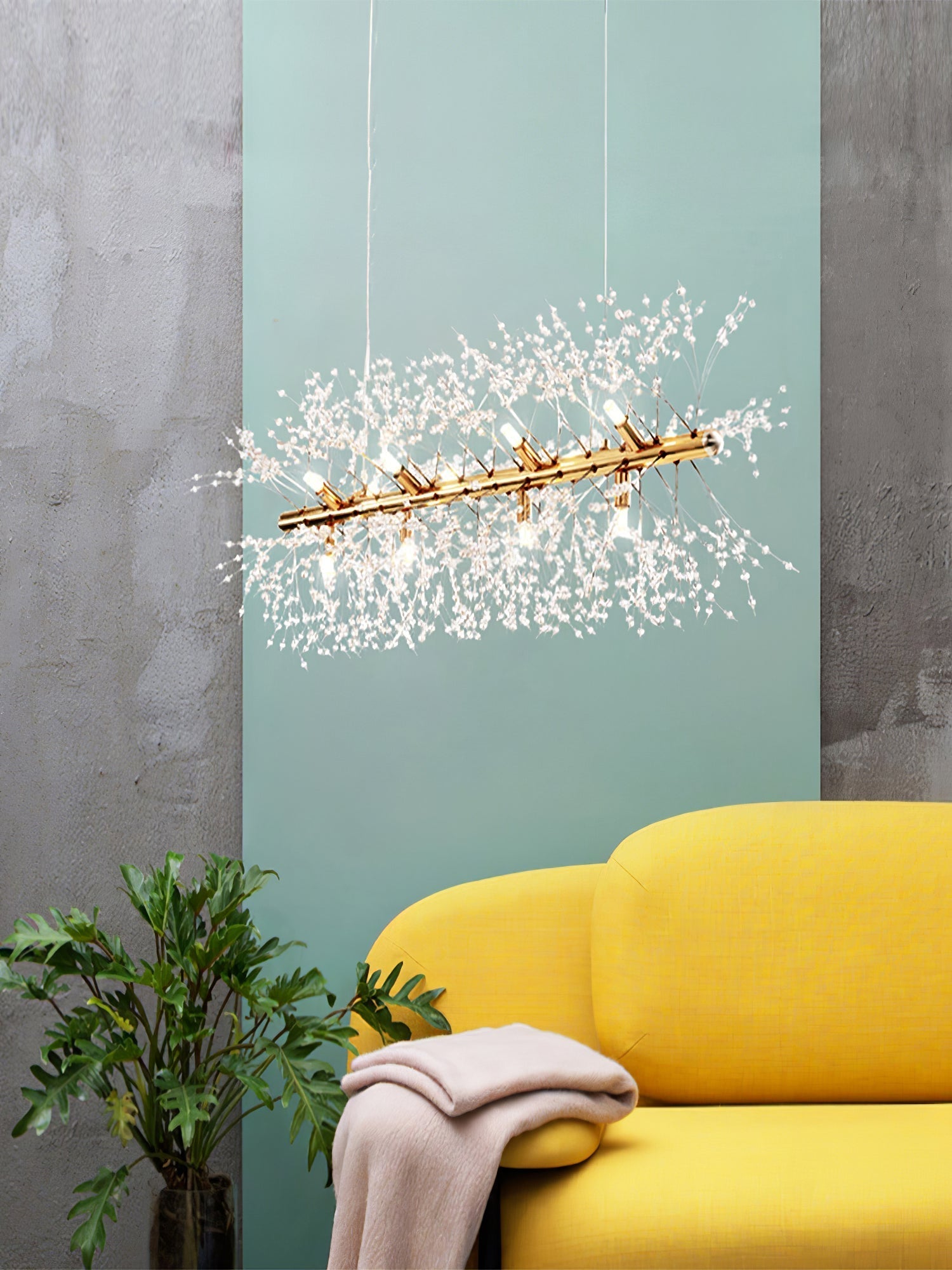 Cir Chandelier Brass Linear Crystal Branch
