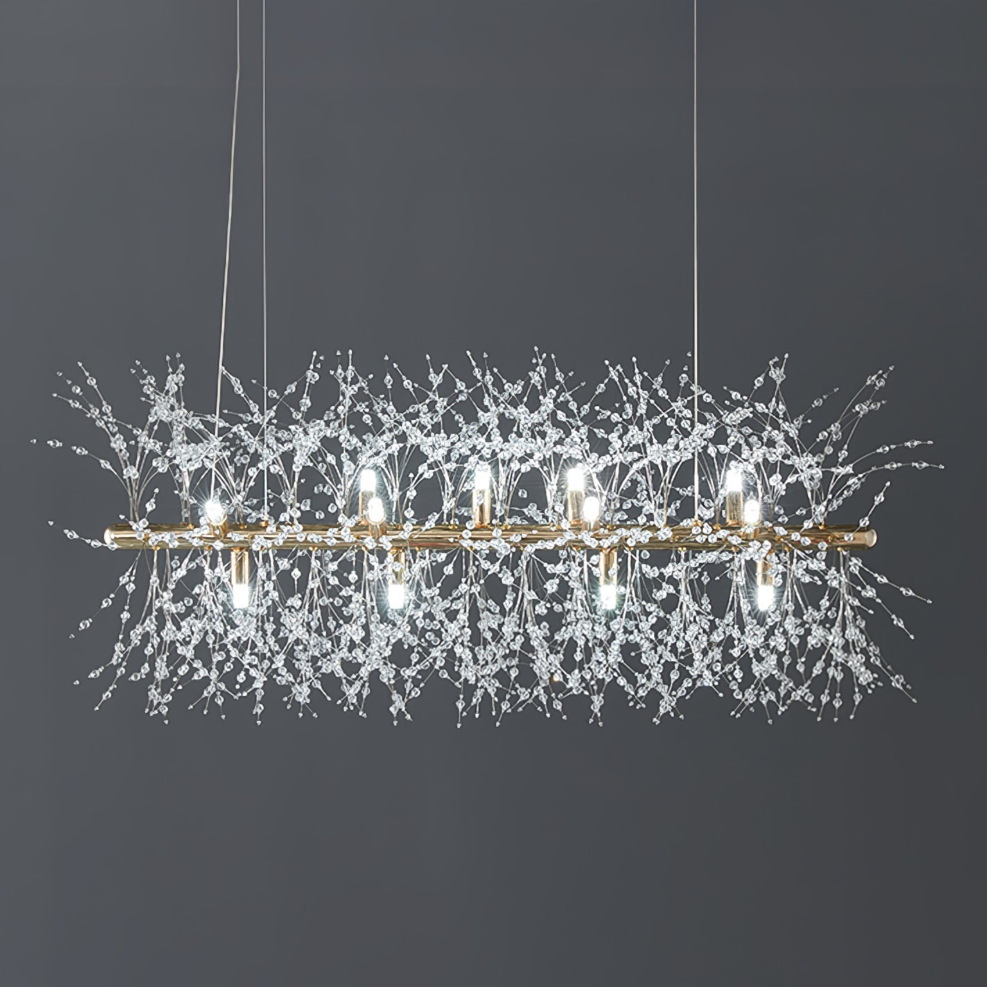 Cir Chandelier Brass Linear Crystal Branch