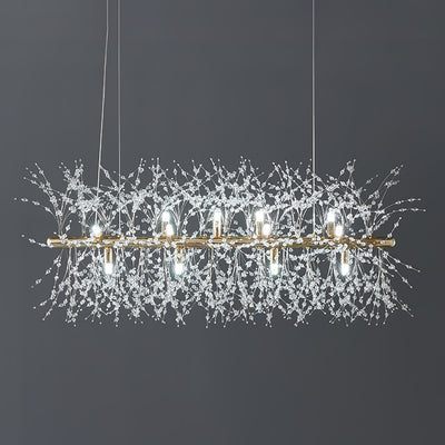 Cir Chandelier Brass Linear Crystal Branch