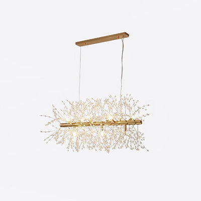 Cir Chandelier Brass Linear Crystal Branch