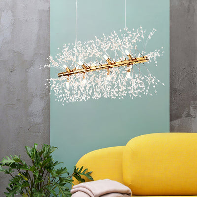 Cir Chandelier Brass Linear Crystal Branch