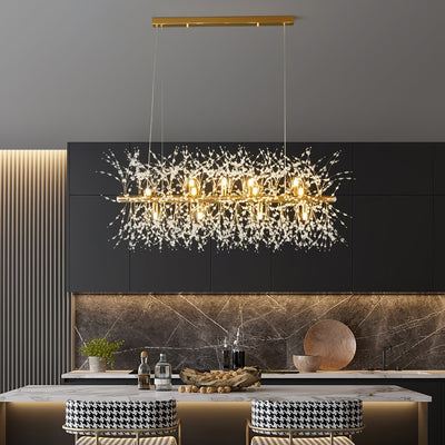 Cir Chandelier Brass Linear Crystal Branch