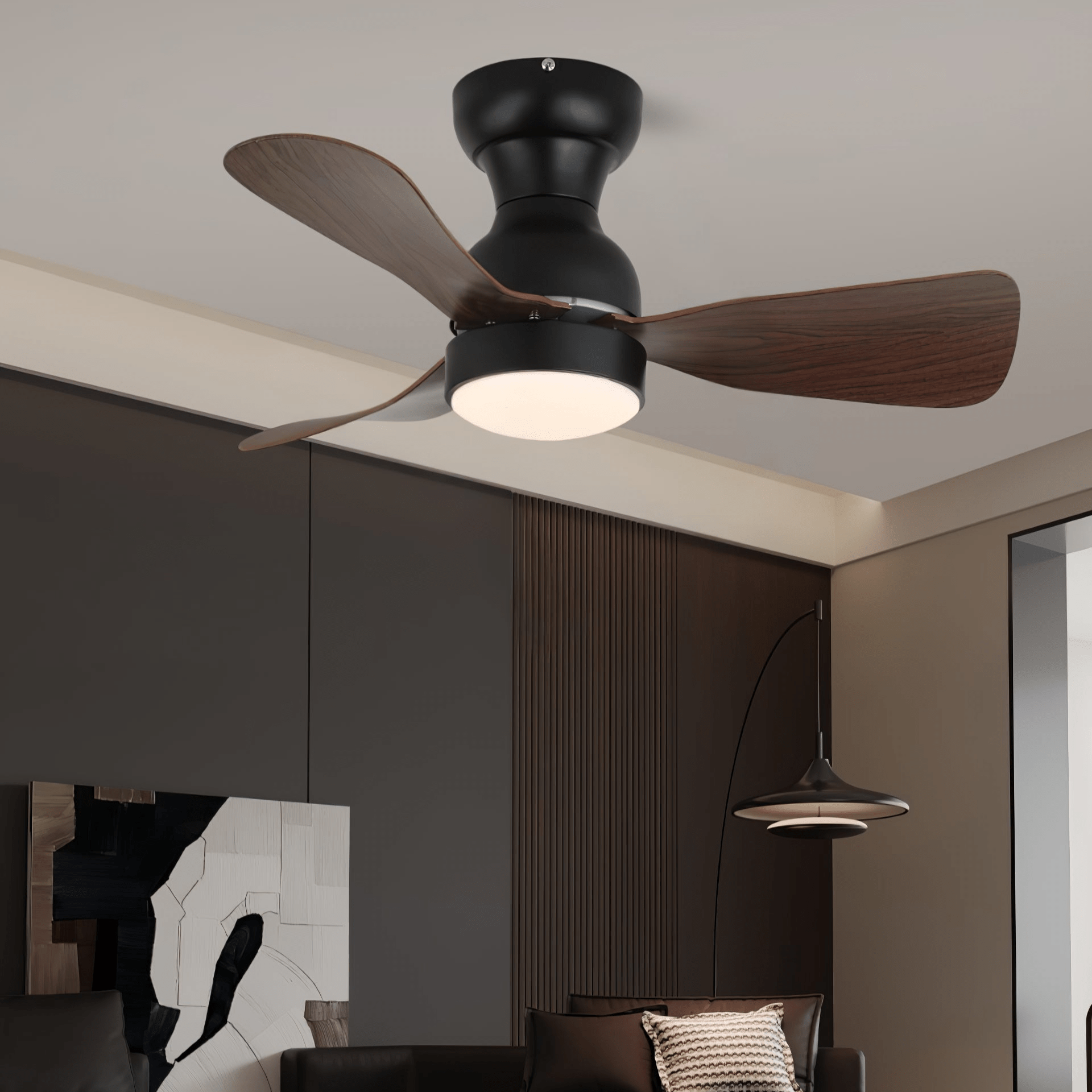 Aurdorus Modern Wood Ceiling Fan Light