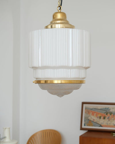 Celiina Pendant Light Brass Glass Ribbed