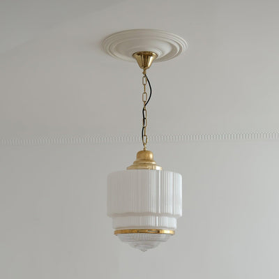 Celiina Pendant Light Brass Glass Ribbed