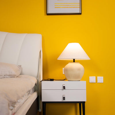 Lumian Fabric Ceramic Rustic Table Lamp