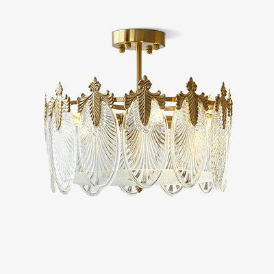 Eirisena Chandelier Glass Petals Gold Frame Round