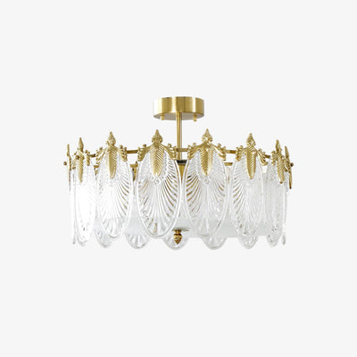 Eirisena Chandelier Glass Petals Gold Frame Round
