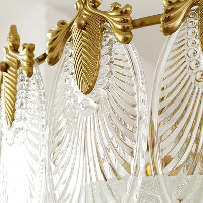 Eirisena Chandelier Glass Petals Gold Frame Round