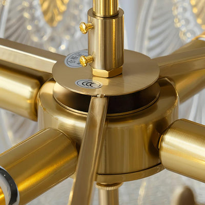 Eirisena Chandelier Glass Petals Gold Frame Round