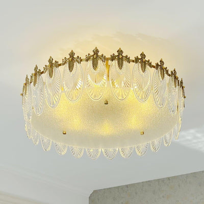 Eirisena Chandelier Glass Petals Gold Frame Round