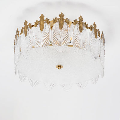Eirisena Chandelier Glass Petals Gold Frame Round