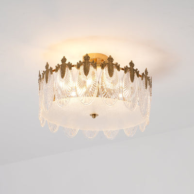 Eirisena Chandelier Glass Petals Gold Frame Round