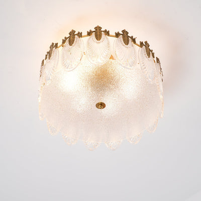 Eirisena Chandelier Glass Petals Gold Frame Round