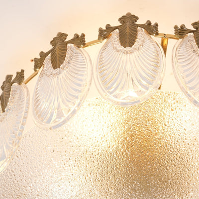 Eirisena Chandelier Glass Petals Gold Frame Round