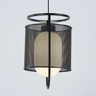 Meren Pendant Lamp Mesh Cylinder Brass Accent Industrial