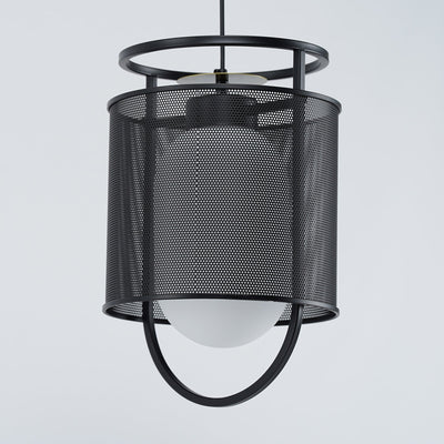 Meren Pendant Lamp Mesh Cylinder Brass Accent Industrial