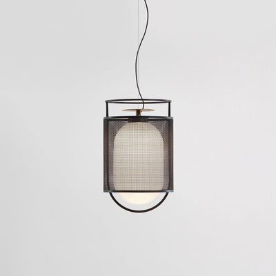 Meren Pendant Lamp Mesh Cylinder Brass Accent Industrial